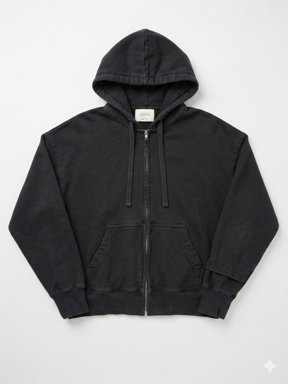 H&M Men's Faded Black Zip Front Hooded Jacket